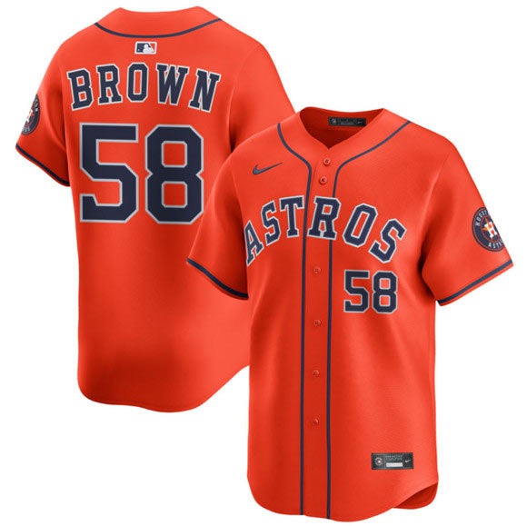 Men's Houston Astros 58 Hunter Brown Orange 2025 Alternate Limited Stitched Baseball Jersey