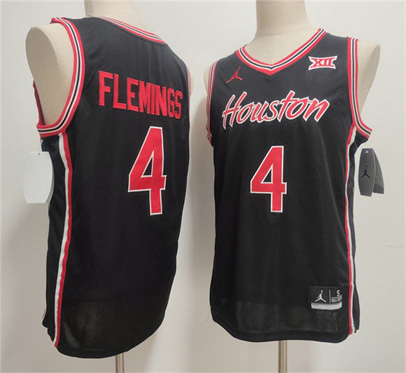 Men's Houston Cougars 4 Kingston Flemings Black 2026 Stitched Football Jersey