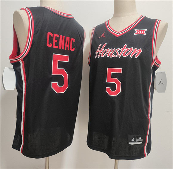 Men's Houston Cougars 5 Chris Cenac Jr. Black Stitched Football Jersey