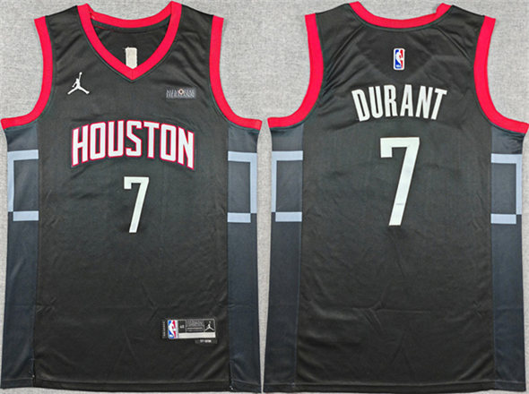 Men's Houston Rockets 7 Kevin Durant Black Statement Edition Stitched Jersey