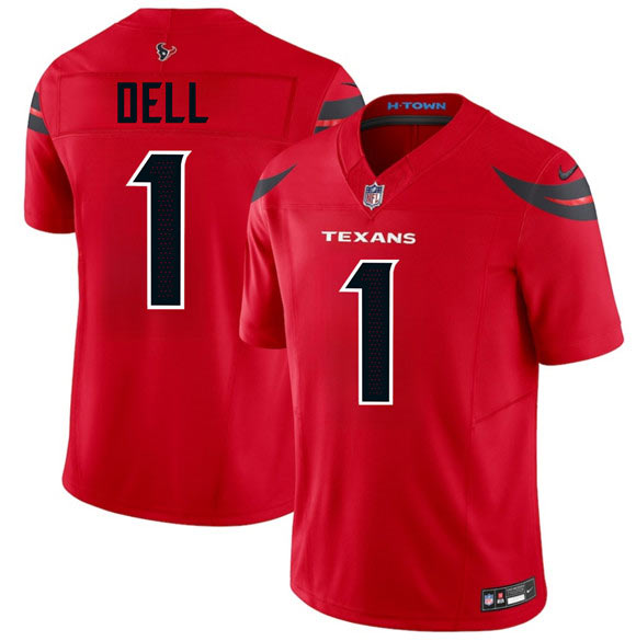Men's Houston Texans 1 Tank Dell Red 2024 Alternate Vapor F.U.S.E. Limited Football Stitched Jersey