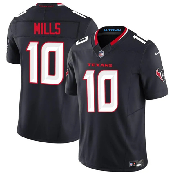 Men's Houston Texans 10 Davis Mills Navy 2025 F.U.S.E. Vapor Limited Football Stitched Jersey