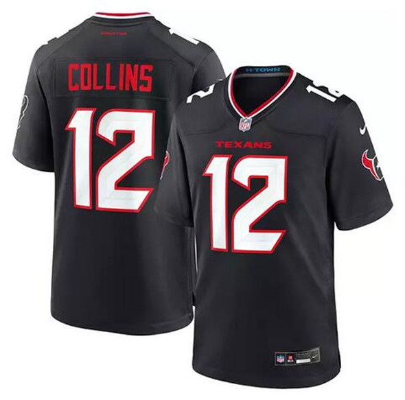 Men's Houston Texans 12 Nico Collins Navy Stitched Game Jersey