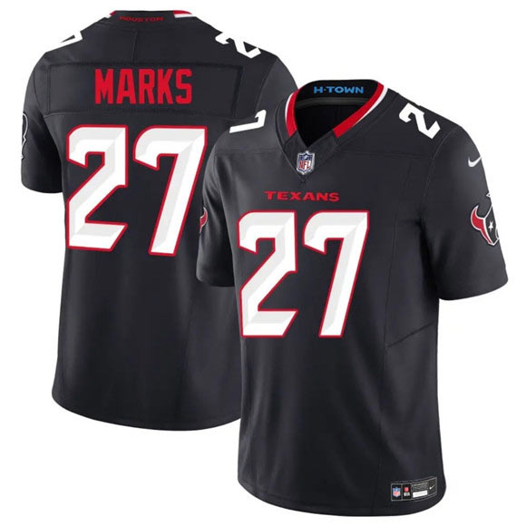Men's Houston Texans 27 Woody Marks Navy 2025 F.U.S.E. Vapor Limited Football Stitched Jersey