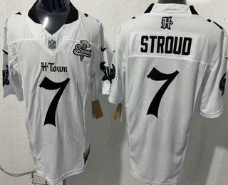 Men's Houston Texans 7 CJ Stroud Limited White Screwstan FUSE Vapor Jersey