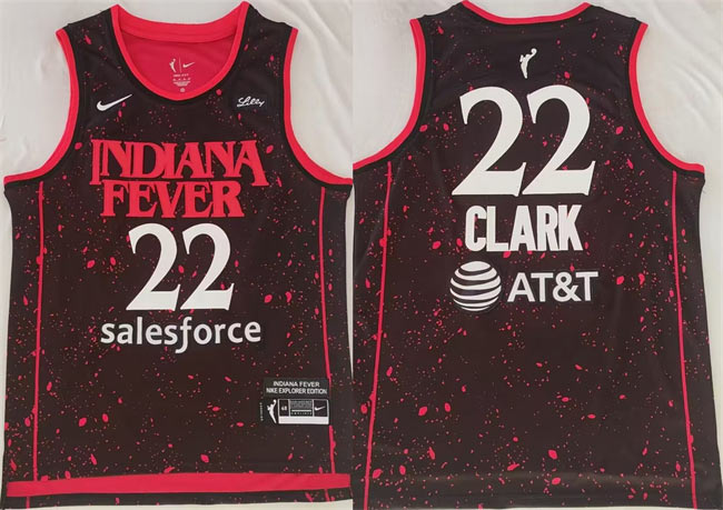 Men's Indiana Fever 22 Caitlin Clark Black Red Stitched Jersey