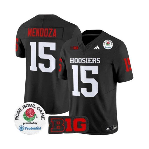 Men's Indiana Hoosiers 15 Fernando Mendoza 2025 F.U.S.E. Rose Bowl Black Stitched Jersey