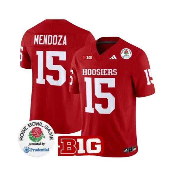 Men's Indiana Hoosiers 15 Fernando Mendoza 2025 F.U.S.E. Rose Bowl Red Stitched Jersey