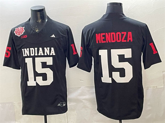 Men's Indiana Hoosiers 15 Fernando Mendoza Black F.U.S.E. 2025 National Champions Patch Stitched Football Jersey