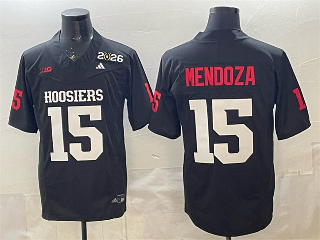 Men's Indiana Hoosiers 15 Fernando Mendoza Black F.U.S.E. 2026 Patch Stitched Basketball Jersey