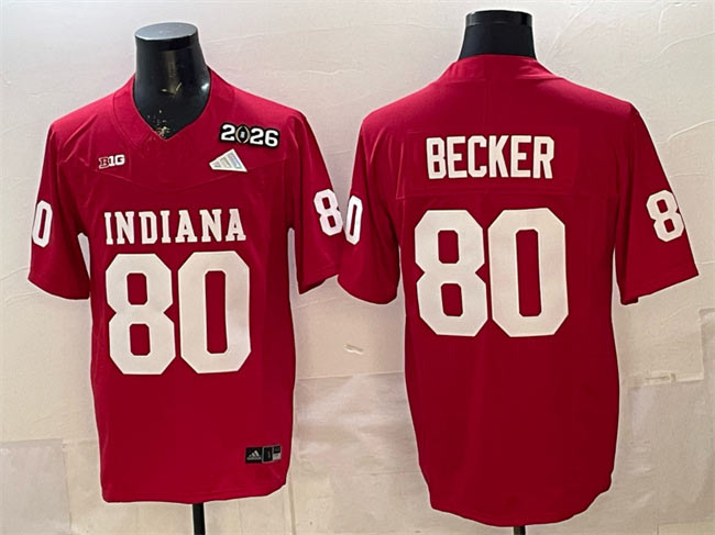 Men's Indiana Hoosiers 80 Charlie Becker Red F.U.S.E. 2026 Patch Stitched Football Jersey