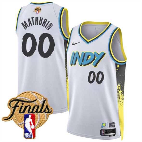 Men's Indiana Pacers 00 Bennedict Mathurin White 2024 25 City Edition Stitched Basketball Jersey