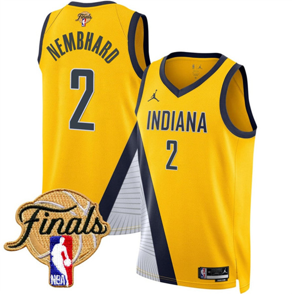 Men's Indiana Pacers 2 Andrew Nembhard Yellow 2025 Finals Statement Edition Stitched Basketball Jersey