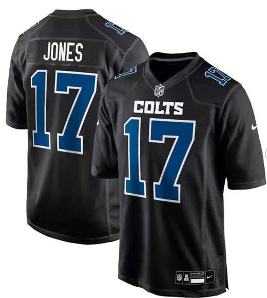 Men's Indianapolis Colts 17 Daniel Jones Black Stitched Game Jersey
