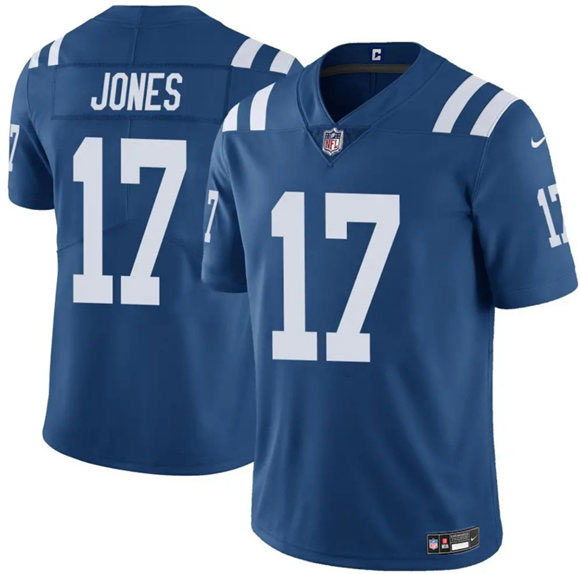 Men's Indianapolis Colts 17 Daniel Jones Blue Vapor Limited Football Stitched Jersey