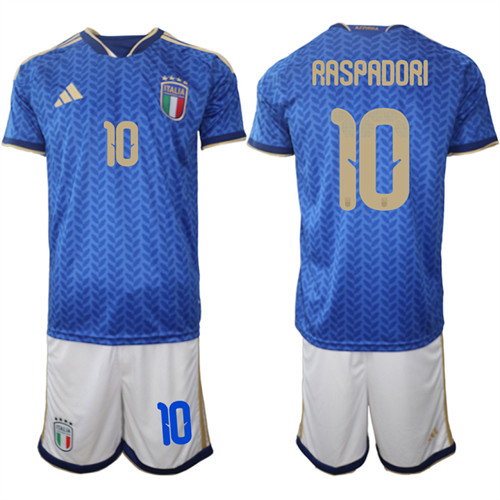 Men's Italy 10 RASPADORI National Team FIFA x World Cup 2026 Home Blue On Field Jerseys