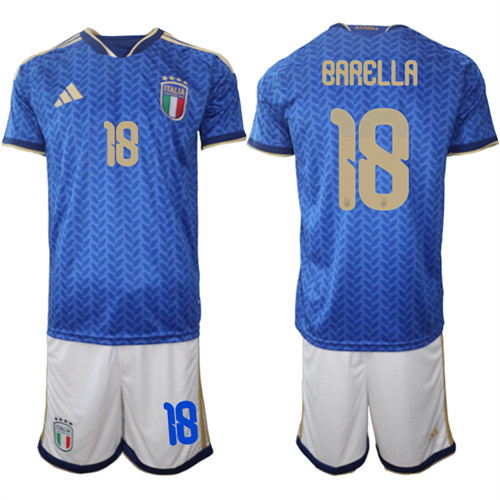 Men's Italy 18 BARELLA National Team FIFA x World Cup 2026 Home Blue On Field Jerseys