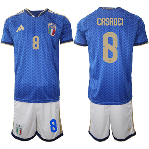 Men's Italy 8 CASADEI National Team FIFA x World Cup 2026 Home Blue On Field Jerseys