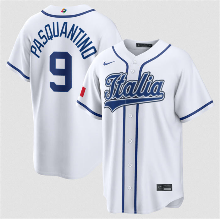 Men's Italy Baseball 9 Vinnie Pasquantino 2026 World Baseball Classic Home Stadium Stitched Jersey