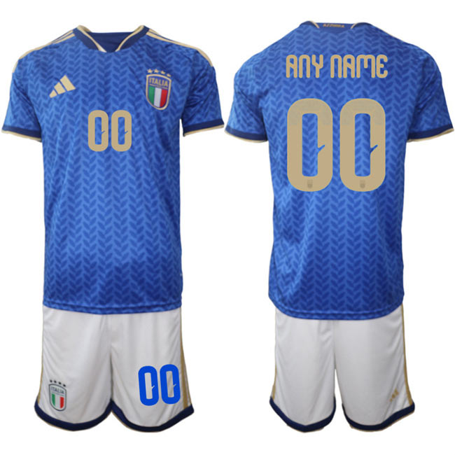 Men's Italy Custom 2025 26 Blue Home Soccer Jersey Suit
