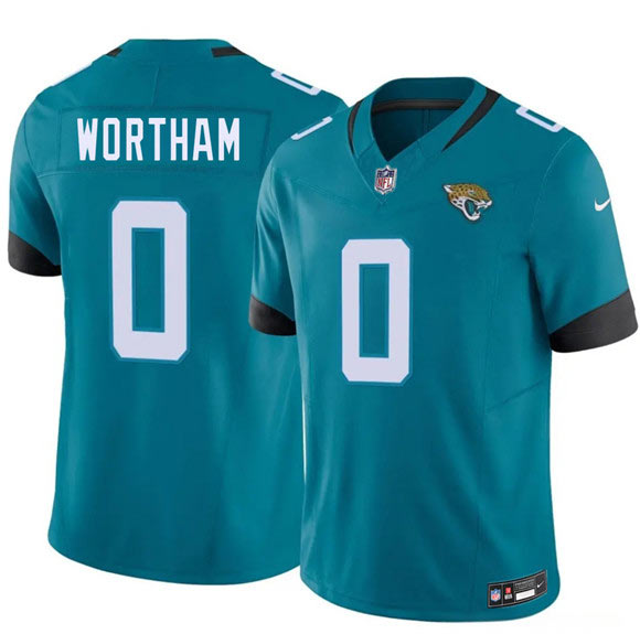 Men's Jacksonville Jaguars 0 Michael Wortham Teal 2026 Draft F.U.S.E. Vapor Untouchable Limited Football Stitched Jersey