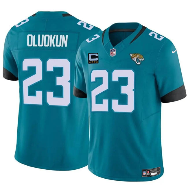 Men's Jacksonville Jaguars 23 Foye Oluokun Teal 2025 F.U.S.E. With 4 Star C Patch Vapor Untouchable Limited Football Stitched Jersey