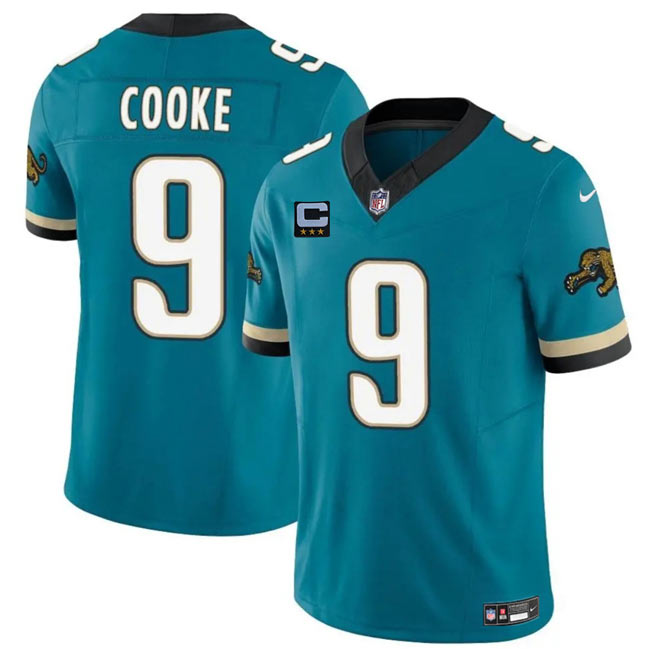 Men's Jacksonville Jaguars 9 Logan Cooke Teal 2025 F.U.S.E. With 3 Star C Patch Prowler Throwback Vapor Limited Football Stitched Jersey