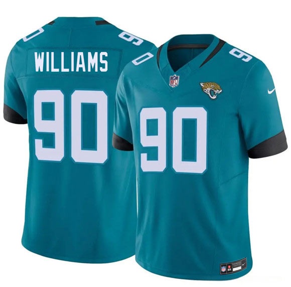Men's Jacksonville Jaguars 90 Wesley Williams Teal 2026 Draft F.U.S.E. Vapor Untouchable Limited Football Stitched Jersey