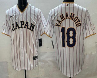 Men's Japan 18 Yoshinobu Yamamoto White 2026 World Baseball Classic Cool Base Jersey