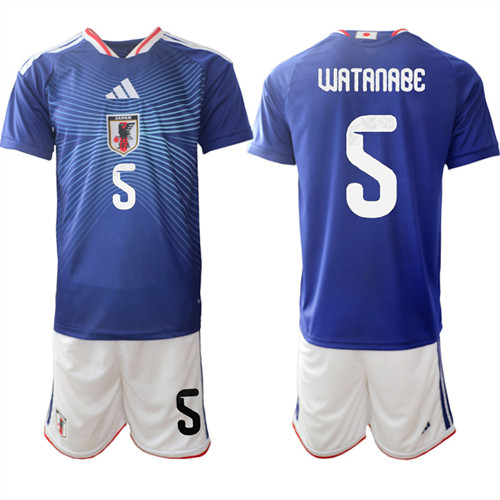 Men's Japan 5 WATANABE National Team FIFA x World Cup 2026 Home Blue On Field Jersey