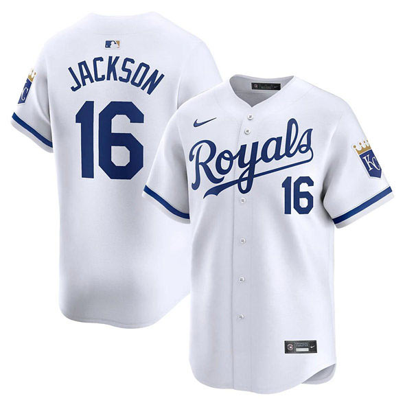Men's Kansas City Royals 16 Bo Jackson White 2024 Home Limited Stitched Baseball Jersey