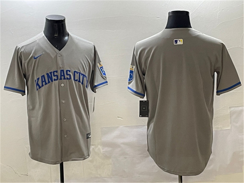 Men's Kansas City Royals Blank Gray 2024 Away Limited Stitched Baseball Jersey
