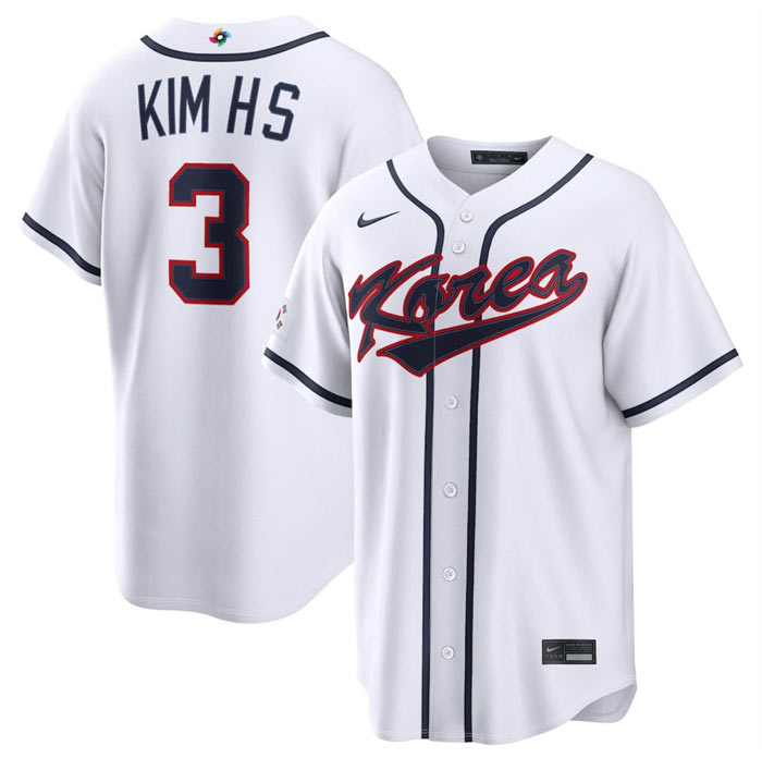 Men's Korea Baseball 3 Hyeseong Kim White 2026 World Baseball Classic Home Stadium Stitched Jersey