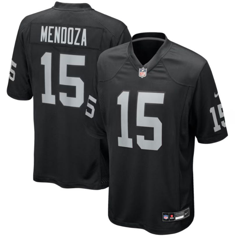 Men's Las Vegas Raiders 15 Fernando Mendoza Black 2026 Football Stitched Game Jersey