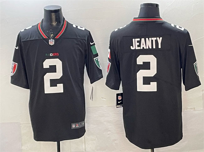 Men's Las Vegas Raiders 2 Ashton Jeanty Black Mexico Vapor Limited Football Stitched Jersey