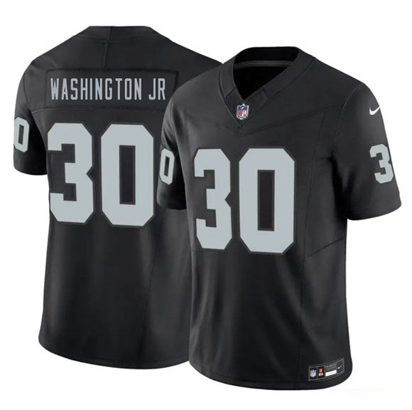 Men's Las Vegas Raiders 30 Mike Washington Jr. Black 2026 F.U.S.E. Vapor Untouchable Limited Football Stitched Jersey