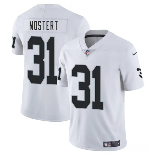 Men's Las Vegas Raiders 31 Raheem Mostert White 2025 Vapor Football Stitched Jersey