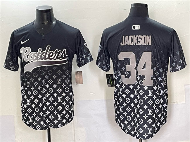 Men's Las Vegas Raiders 34 Bo Jackson Black Limited Stitched Baseball Jersey