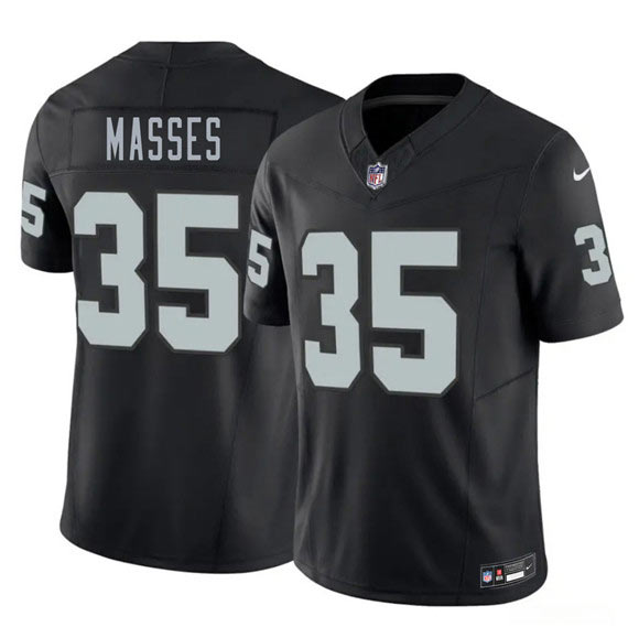 Men's Las Vegas Raiders 35 Hezekiah Masses Black 2026 F.U.S.E. Vapor Untouchable Limited Football Stitched Jersey