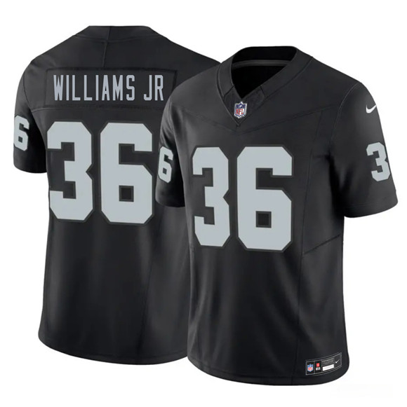 Men's Las Vegas Raiders 36 E.J. Williams Jr Black 2026 Draft F.U.S.E. Vapor Untouchable Limited Football Stitched Jersey