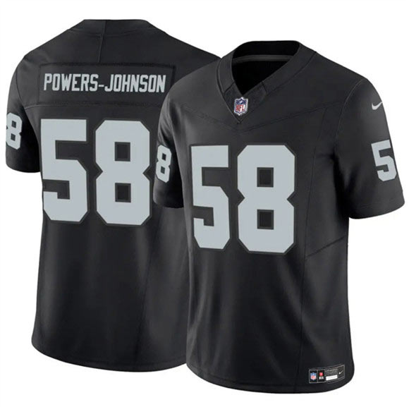 Men's Las Vegas Raiders 58 Jackson Powers Johnson Black 2025 F.U.S.E. Vapor Untouchable Limited Football Stitched Jersey