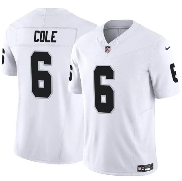 Men's Las Vegas Raiders 6 A.J. Cole White 2025 F.U.S.E. Vapor Untouchable Limited Football Stitched Jersey