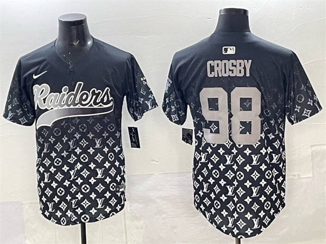 Men's Las Vegas Raiders 98 Maxx Crosby Black Limited Stitched Baseball Jersey