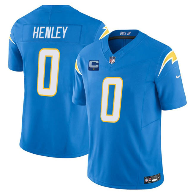 Men's Los Angeles Chargers 0 Daiyan Henley Blue 2025 F.U.S.E With 1 Star C Patch Vapor Limited Stitched Football Jersey