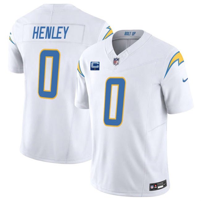 Men's Los Angeles Chargers 0 Daiyan Henley White 2025 F.U.S.E With 1 Star C Patch Vapor Limited Stitched Football Jersey