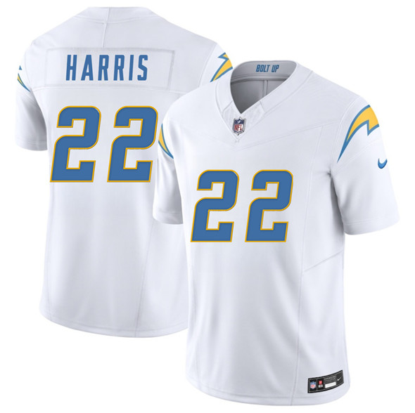 Men's Los Angeles Chargers 22 Najee Harris White 2025 F.U.S.E. Vapor Limited Football Stitched Jersey