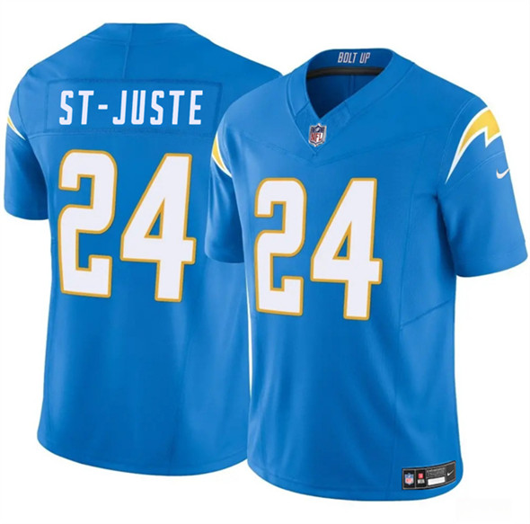 Men's Los Angeles Chargers 24 Benjamin St Juste Blue 2024 F.U.S.E. Vapor Limited Football Stitched Jersey