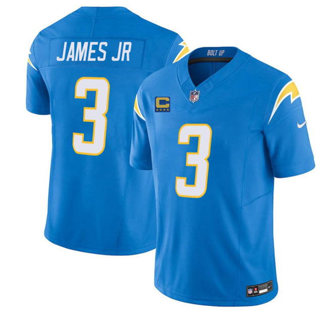 Men's Los Angeles Chargers 3 Derwin James JR Blue 2025 F.U.S.E With 4 Star C Patch Vapor Limited Stitched Football Jersey