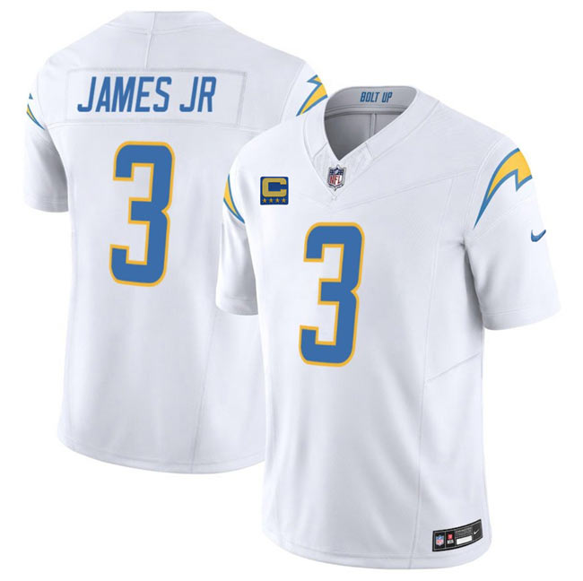 Men's Los Angeles Chargers 3 Derwin James JR White 2025 F.U.S.E With 4 Star C Patch Vapor Limited Stitched Football Jersey
