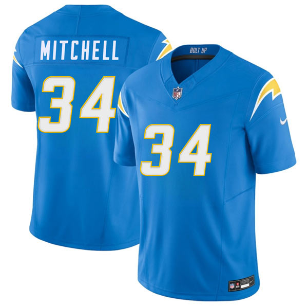 Men's Los Angeles Chargers 34 Keaton Mitchell Blue 2026 F.U.S.E. Vapor Limited Football Stitched Jersey